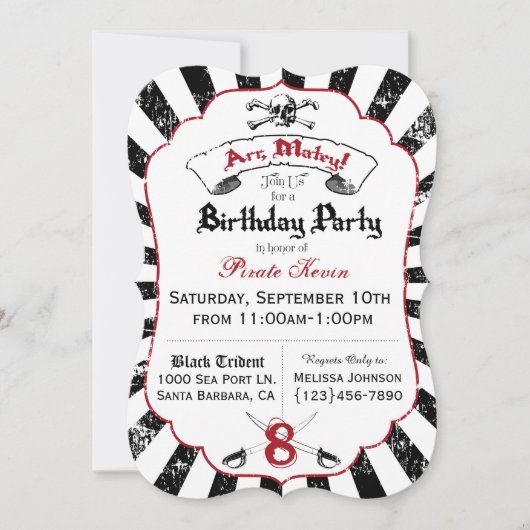 Pirate Birthday Party Invitation Kaart (Voorkant)