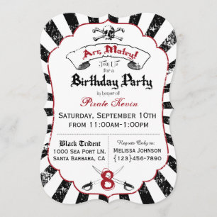 Pirate Birthday Party Invitation Kaart