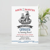Pirate Birthday Party Invitation Modern Waterverf Kaart (Staand voorkant)