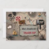 PIRATE BIRTHDAY PARTY INVITATION - TREASURE MAP KAART (Voorkant)