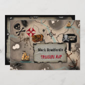 PIRATE BIRTHDAY PARTY INVITATION - TREASURE MAP KAART (Voorkant / Achterkant)
