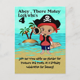 Pirate Birthday Party Invitation Uitnodiging Briefkaart
