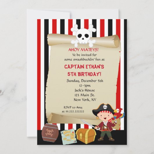 Pirate Birthday Party Invitations Kaart (Voorkant)