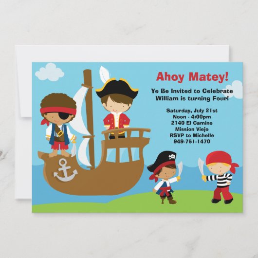 Pirate Birthday Party Invitations Kaart (Voorkant)