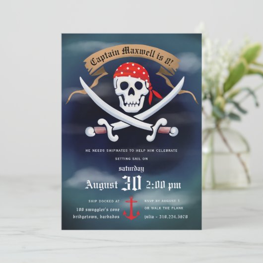 Pirate Birthday Party Kaart (Staand voorkant)