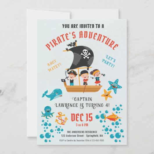 Pirate Birthday Party Kaart (Voorkant)