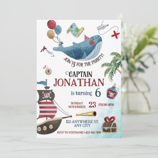 Pirate Birthday Party Kaart (Staand voorkant)