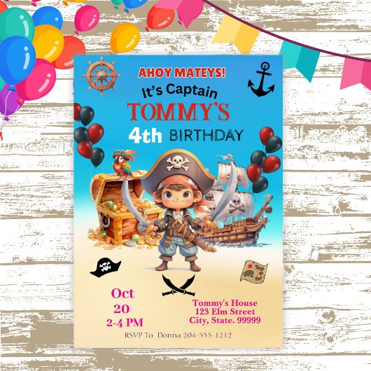 Pirate Birthday Party Kaart