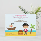 Pirate Birthday Party Kapitein Uitnodiging (Staand voorkant)