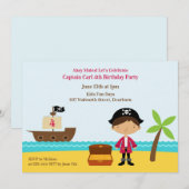 Pirate Birthday Party Kapitein Uitnodiging (Voorkant / Achterkant)