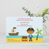 Pirate Birthday Party Kapitein Uitnodiging (Staand voorkant)