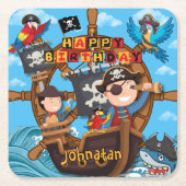 Pirate Birthday Party Kartonnen Onderzetters (Voorkant)