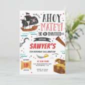Pirate Birthday Party Kinder uitnodiging (Staand voorkant)