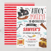 Pirate Birthday Party Kinder uitnodiging (Voorkant / Achterkant)