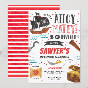 Pirate Birthday Party Kinder uitnodiging