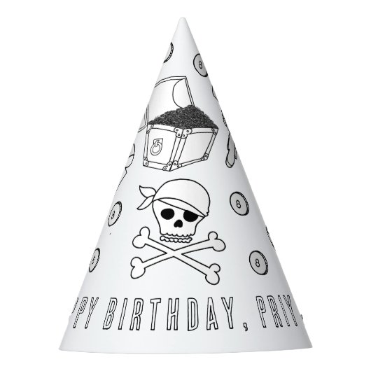 Pirate Birthday Party - Kleur je eigen Pet Feesthoedjes (Voorkant)