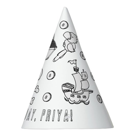 Pirate Birthday Party - Kleur je eigen Pet Feesthoedjes (Rechts)