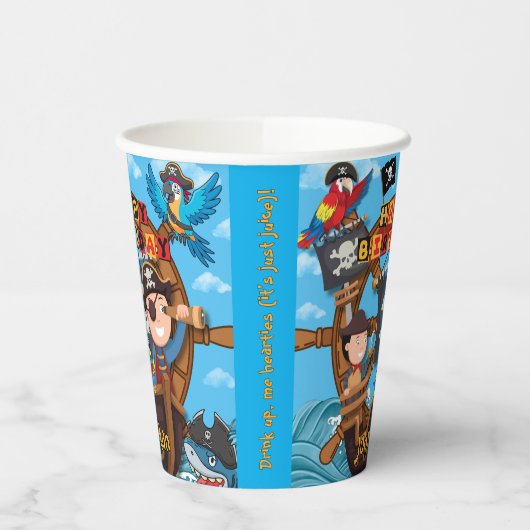 Pirate Birthday Party Papieren Bekers (Links)