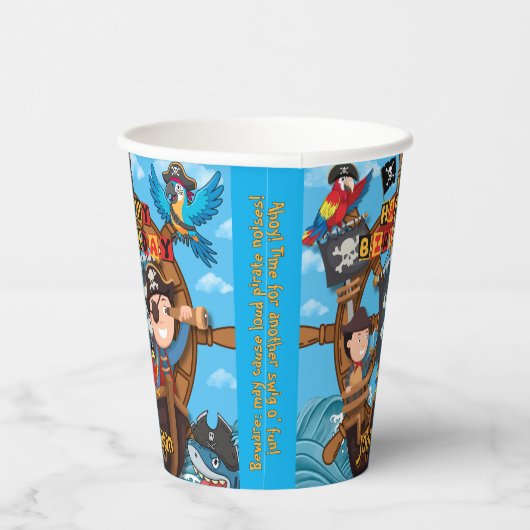 Pirate Birthday Party Papieren Bekers (Rechts)