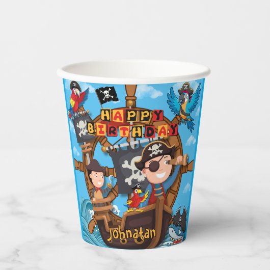 Pirate Birthday Party Papieren Bekers (Voorkant)
