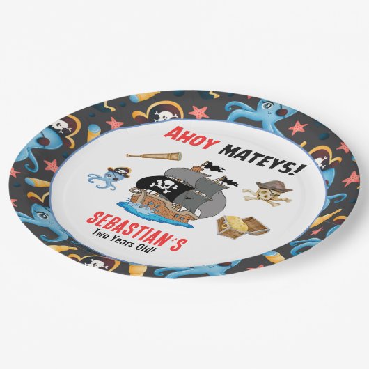 Pirate Birthday Party Papieren Bordje (Gekanteld)