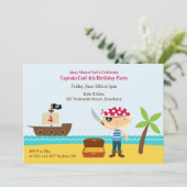 Pirate Birthday Party Platte Uitnodiging (Staand voorkant)