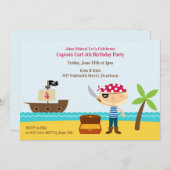 Pirate Birthday Party Platte Uitnodiging (Voorkant / Achterkant)