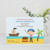 Pirate Birthday Party Platte Uitnodiging (Staand voorkant)