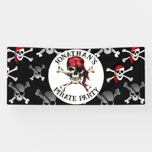 Pirate Birthday Party Skulls Spandoek (Horizontaal)