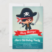 Pirate Birthday Party Uitnodiging voor een jongen  (Voorkant)