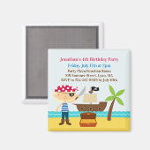 Pirate Birthday Party Uitnodigingsmagneet Magneet (Voorkant / Achterkant)