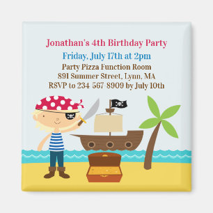Pirate Birthday Party Uitnodigingsmagneet Magneet