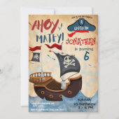 Pirate Birthday Party Waterverf Kaart (Voorkant)