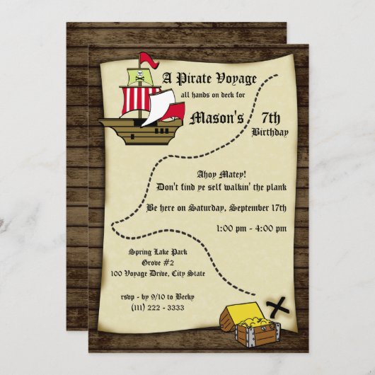 Pirate Birthday reiskaart Kaart (Voorkant / Achterkant)