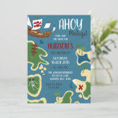 Pirate Birthday Schatkaart Blauw Kaart (Staand voorkant)