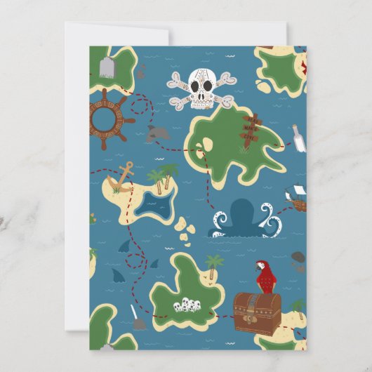 Pirate Birthday Schatkaart Blauw Kaart (Achterkant)