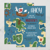 Pirate Birthday Schatkaart Blauw Kaart (Voorkant / Achterkant)