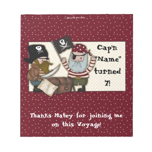 Pirate Birthday Snoep Bar Wrapper Party Favor Notitieblok (Voorkant)