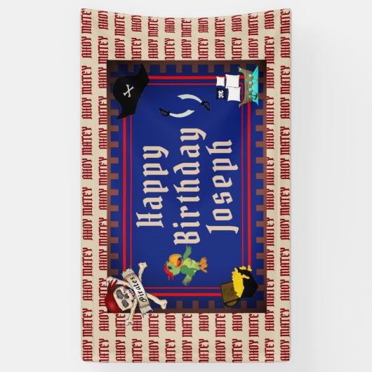 Pirate Birthday Spandoek (Verticaal)