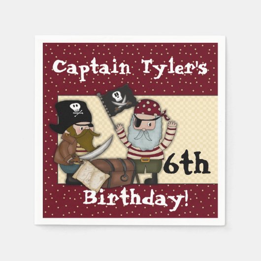 Pirate Birthday Theme Birthday Party Paper Napkins Servetten (Voorkant)