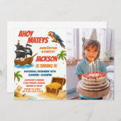 Pirate Birthday Uitnodiging met foto (Voorkant / Achterkant)