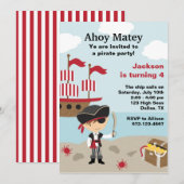 Pirate BIrthday-uitnodigingen Kaart (Voorkant / Achterkant)