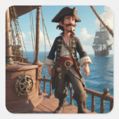 Pirate Birthday Vierkante Sticker (Voorkant)