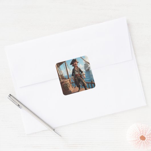 Pirate Birthday Vierkante Sticker (Envelop)