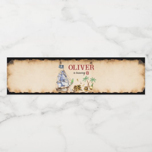 Pirate Birthday Water Fles Label Waterfles Etiket (Enkel label)