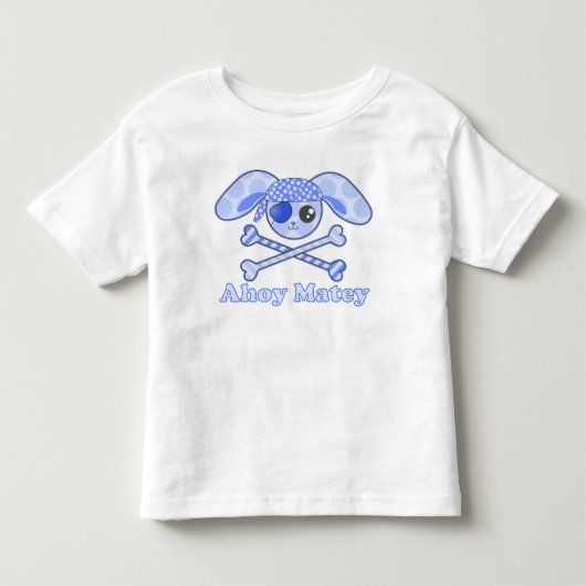 Pirate Blauw Kawaii Konijn Kinder Shirts (Voorkant)