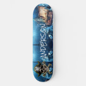 Pirate Blue Skull & Cross Swords Personalized Sk Persoonlijk Skateboard (Voorkant)