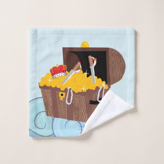 Pirate Boat snijdt een schattig monogram Bad Handdoek (Wasdoekje)