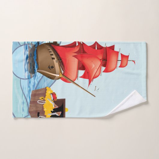 Pirate Boat streelt schattig Bad Handdoek (Handdoek)