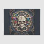 Pirate bone medaillon met schedel en bloemen tissuepapier (Voorkant)